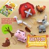 MOVEBO ﻿ 1 Set/12PCS Felt DIY Sewing Crafts Kit for Kids Ages 6-12 Create Adorable Plush Farm Animals - Includes Pig,Sheep,Cow,Chickens - Fun DIY Sewing Felt Plush Animals Set (Farm Animal)