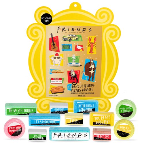MAD BEAUTY 12 Days of Friends TV Show Bath Fizzers Advent Calendar, Scented Body Care and Bath Bombs, 12 Days of Delightful Bath Goodies for Healthy Skin Glow, Relaxing and Hydrating