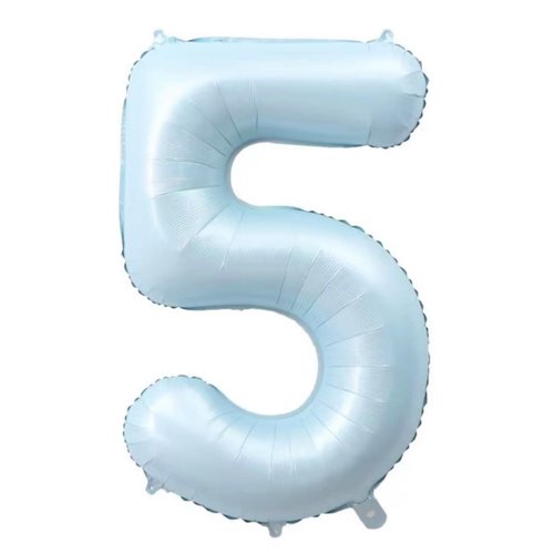 40-Inch Light Blue Number 5 Balloons With Crown, 5th Birthday Decorations for Boys Girls, Children's birthday party supplies. (Light blue 5)
