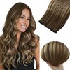 Full Shine Genius Weft Hair Extensions Sew In Extensions For Women Color Brown To Caramel Brown Hair Extensions Balayage Hair Extensions Sew In Hand Tied Weft Human Hair 18 Inch 80G