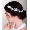 Chargances Wedding Bride Flower Leaf Hair Comb Bridal Pearl Beaded Hair Vine Comb Crystal Headband HeadpiecesFashion Flower Hair Accessories (Gold)