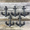 Facaler Nautical Cast Iron Ship Anchor Weathered Nautical Wall Hooks Coat Hook, Screws Included (5 PCS)