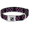 Buckle-Down Corset Lace Up Black/Fuchsia Dog Collar Bone, Small/9-15"
