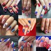 8 Sheets Independence Day Nail Stickers 4th of July Nail Art Stickers 3D Self-Adhesive American Flag Nail Design Decals American Flag Nail Decals for Patriotic Women DIY Nail Decoration