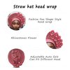 Handmade Nigerian Gele Headties Floral Hats Women Head Wrap Beaded Lace Hand Made African Headtie Hats for Party (US, Alpha, One Size, Rose red)
