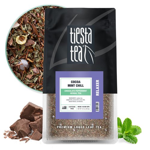 Tiesta Tea - Cocoa Mint Chill | Chocolate Peppermint Herbal Tea | Premium Loose Leaf Tea Blend | Non-Caffeinated Tea | Make Hot or Iced Tea & Brews Up to 200 Cups - 12 Ounce Resealable Bulk Pouch