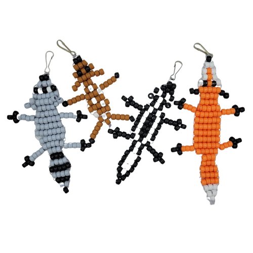 Ink and Trinket Kids Woodland Bead Pet Craft Kit, Unique DIY Gift for Boys Girls, Makes 4 Pony Bead Animal Keychains, Pattterns Included for Fox, Raccoon, Skunk, and Deer