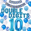 10th Birthday Decorations Blue Double Digits 10th Birthday Party Supplies Blue Happy Tenth Birthday Banner 10 Foil Star Balloon Confetti Balloons for Boys Son 10 Years Old Birthday