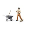 Bruder Toys - Bworld Municipal Worker in Dungarees and Cap Action Figure with Grasping Hands and Moveable Limbs and Head - Figure Includes Broom, Shovel, and Wheelbarrow - Ages 4+