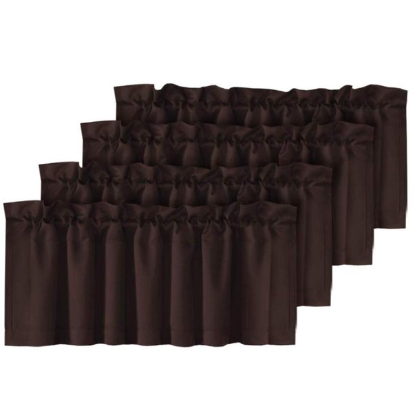 H.VERSAILTEX 4 Panels Blackout Curtain Valances for Kitchen Windows/Bathroom/Living Room/Bedroom Privacy Decorative Rod Pocket Short Window Valance Curtains, 52" W x 18" L, Chocolate Brown