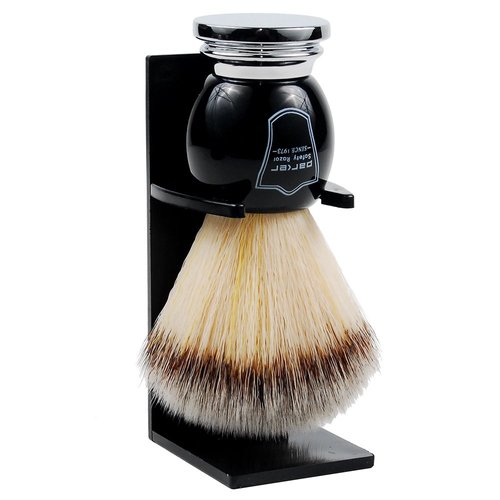 Parker Deluxe Synthetic Silvertip Shaving Brush w/Black & Chrome Handle