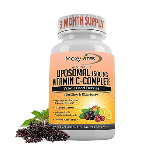 Liposomal Vitamin C with Zinc Capsules - Vit C Organic Elderberry, Amla, Camu Camu- Vitamina C High Absorption, Anti-Aging, Immune Support,1500mg/Serving 3 Month Supply Gluten Free NON GMO Veggie Caps