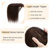 SEGO Hair Toppers for Women Real Human Hair With Bangs 7 * 13CM Silk Base 100% Remy Human Hair Clip in Top Wiglet Hair Pieces for Thinning Hair /12 Inch Dark Brown