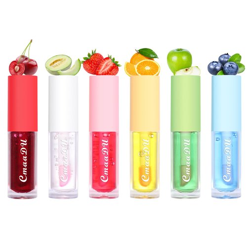 Lip Oil Tinted, Joyeee 6pcs Moisturizing Lip Glow Oil Lip Gloss Non-sticky Lip Plumper Tinted Lip Balm Lip Care Make Up Gifts for Women Girls Daily Lip Care Repairing & Lip Makeup