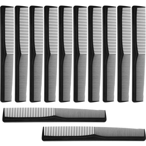 Boao 12 Pieces Hair Comb, Black Plastic Hairdressing Styling Combs, Fine Tooth Cutting Comb for Salon or Hotel Hair Care, Suits Most Kinds of Hair Types, Pocket Size, Unisex