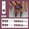 LPOODDNU 3D Handmade Press on Nails with Charms Medium Almond Fake Nails Cute Purple White Nails Press ons 3D Flowers Stick on Nails Almond Shape Acrylic Nails Pearl Nails for Women Daily Wear