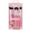 Real Techniques Cruelty Free Sculpting Set, Includes Fan or Setting Brush & Brush Cup, Synthetic Bristles, Pink, 4 Piece
