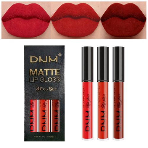 IONSGAKO 3PCS Dark Red Matte Liquid Lipstick Set, Velvet Texture Lip Gloss, Non-Stick Cup, Non-Fade Lip Stain Waterproof Long Lasting Lipstick for Women Lip Makeup-Set 05
