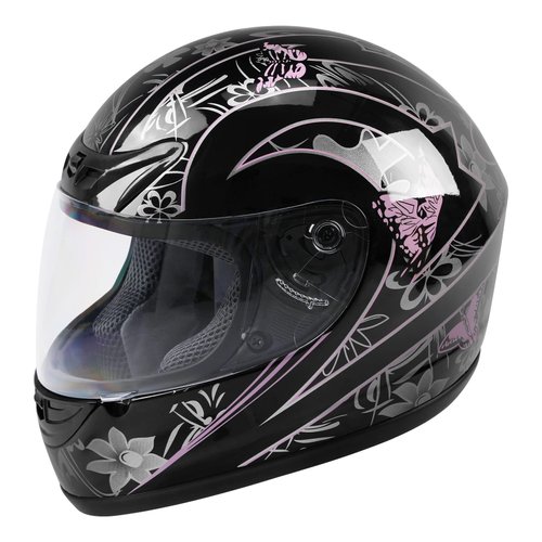 TCT-MOTORPARTS Full Face Helmet DOT Adult Pink Black Butterfly Motorcycle Motocross Flip Up Helmet for Women Men (Medium)