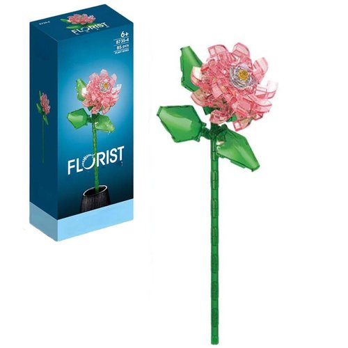 YICHENZHAOXING Mini Bricks Artificial Flower Bouquet Building Sets，DIY Simulation Plant Series Creative Toys,Flower Building Set Camellia Transparent 85PCS