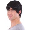 Simplicity Mens Wigs for Men Short Hair Party Wigs Black Mens Wig with Wig Cap