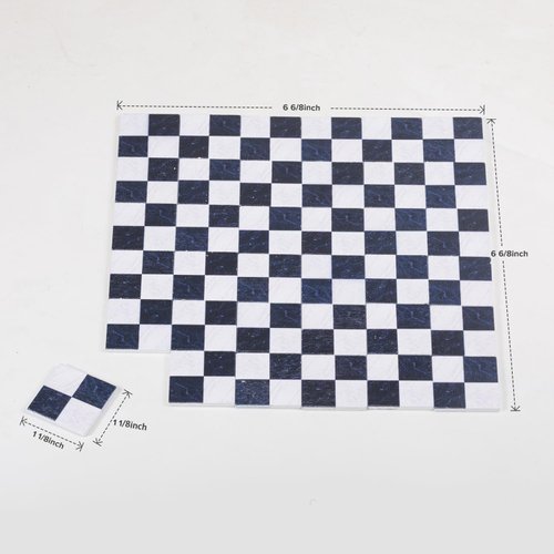 SAMCAMI Miniature Dollhouse Accessories, Dollhouse Flooring, Solid Wood Floor Tiles, Mini Dollhouse Accessories 1 12 Scale, 36pcs (Black and White)