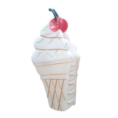 Ice Cream Claw Clip,Acetate Hair Clips,Big Hair Clips for Women,White