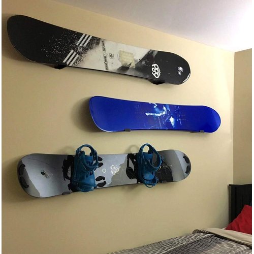 Mind and Action Solid Aluminum Snowboard Rack,Ski Wall Mount Display,Home and Garage Snowboard Storage (1 Pair)