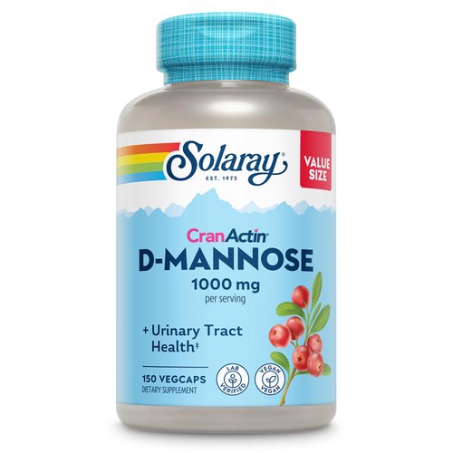 Solaray D-Mannose with CranActin Cranberry Supplement 400mg, Urinary Tract Health & Bladder Support Capsules with Vitamin C, Vegan, 60 Day Guarantee, 75 Servings, 150 VegCaps