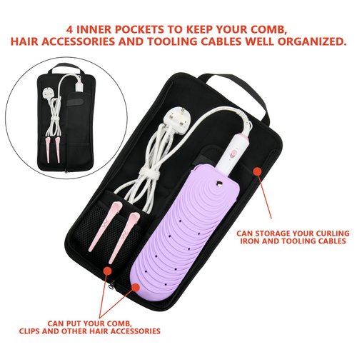 Beautyflier Set of 2 Curling Iron Travel Case, Heat-Resistant Flat Iron Holder Case, Straightener Travel Case and Silicone Mat for Hair Tools for Travel, Gym or Daily Use (16.5IN, Color Graffiti)