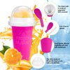 Slushy Maker Cup, DIY Magic Slushy Maker Squeeze Cup, Portable Smoothie Squeeze Cup for Juices, Milk and Ice Cream Make, Double Layers Silica Cup with Lid & Straw for Kids, Friends, Family (Pink)