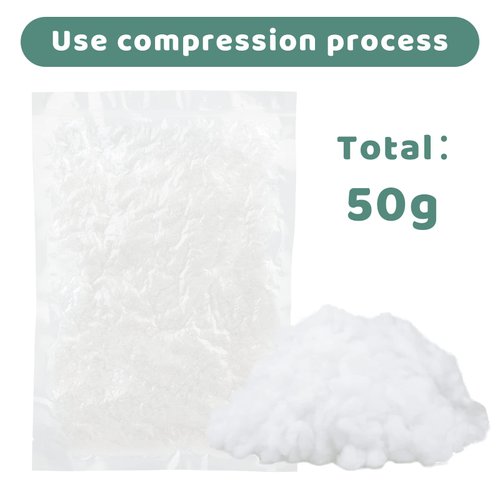 50g Polyester Fill, Premium Polyester Fiberfill, Recycled Polyester Fiber, High Resilience Stuffing Fluff Fiberfill for Pillow Filling, Christmas Dolls DIY, and Home Decors Projects