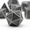 Metal Dice Set, HNCCESG Polyhedral D&D Dice for Dungeons and Dragons RPG DND Dice for Role Playing MTG Tabletop Gaming Shadowrun Pathfinder 7PCS D20 D12 D10 D8 D6 D4（Ancient Silver）