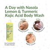 Nasola Lemon Turmeric Kojic Acid Soap Body Wash - Natural Gentle Face & Skin Cleanser with Vitamin C, Shea Butter, Collagen, Niacinamide, Hyaluronic Acid, and Aloe Vera - 11.83 Fl Oz