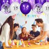 18th Purple Birthday Balloons Decorations, 16PCS Purple White Happy 18th Birthday Confetti Latex Balloons for Girls Boys Happy Birthday Party Wedding Anniversary Indoor Outdoor Party Supplies,12 Inch