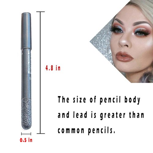 Linble Jumbo Glitter Eyeliner Pencils - 12 Metallic Colors Eyeliners & Eyeshadow Pencil Set, Natural Long Lasting Hypoallergenic Eye Makeup