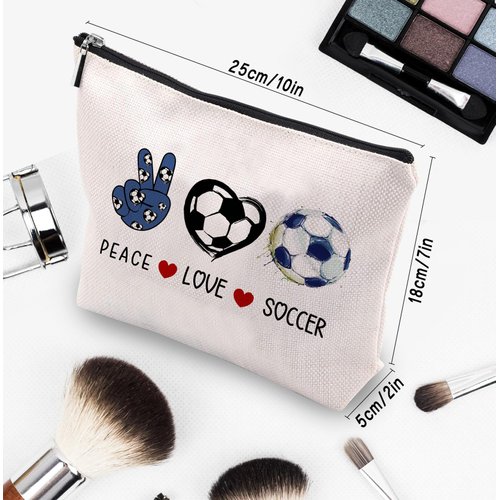 CEASQVAA Soccer Gifts Makeup Cosmetic Bag for Women, Soccer Coach Gifts, Soccer Team Gifts for Soccer Lovers Players Fans Birthday Gifts for Her Women