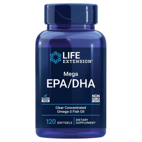 Life Extension Mega EPA/DHA, Omega-3 Fatty acids, Heart & Brain Health, Inflammation Health Support, Non-GMO, Gluten-Free, 120 softgels