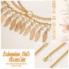 Aukmla Gold Leaf Head Chain Leaves Headpiece Festival Costume Headband Hair Chains for Women