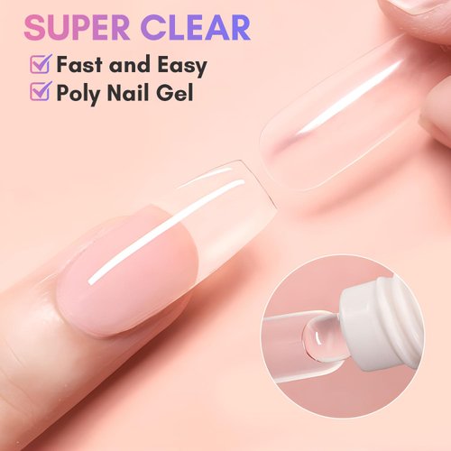 Makartt Poly Nail Gel: Clear 50ML Gel Builder for Natural-Looking Strengthener 3D Molding Gel for Trendy Nail Art-Long-Lasting and Easy to Use Supplies