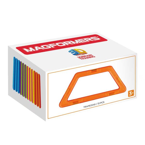 Magformers Trapezoid (12 Piece) Building Set Rainbow Colors Magnetic Building Blocks, Educational Magnetic Tiles Kit , Magnetic Construction STEM Toy Set