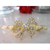 Generic Bow shaped crystal hair barrette clip bridal clip bridal barrette (Primary color: Gold), 1 Count (Pack of 1)