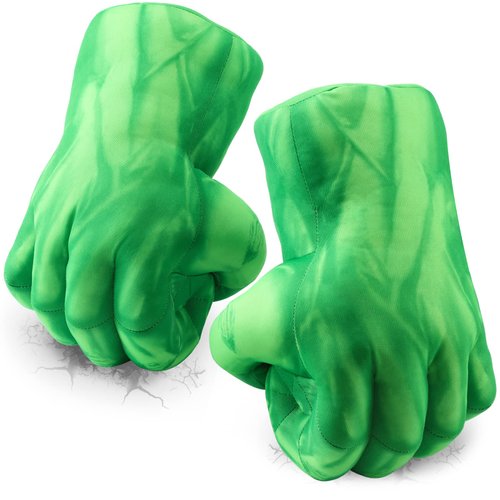 neexan Super Hero Toys Gloves Suitable for Super Hero Birthday Party Soft Plush Kids Super Hero Hands 1 Pair for Boys, Girls, Toddler (Light Green)