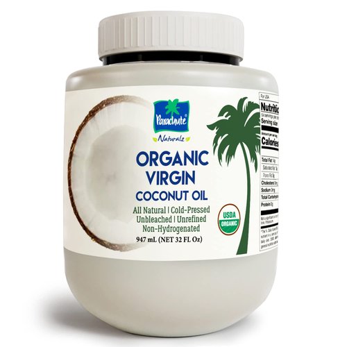 Parachute Naturalz Virgin Coconut Oil | 100% Organic Cooking Oil, Hair Oil and Skin Oil | Cold Pressed | USDA Certified | 32 Fl. Oz Jar