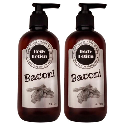 Black Canyon Bacon! Scented Luxury Body Lotion with Lanolin and Jojoba Oil, 8 Oz (2 Pack)