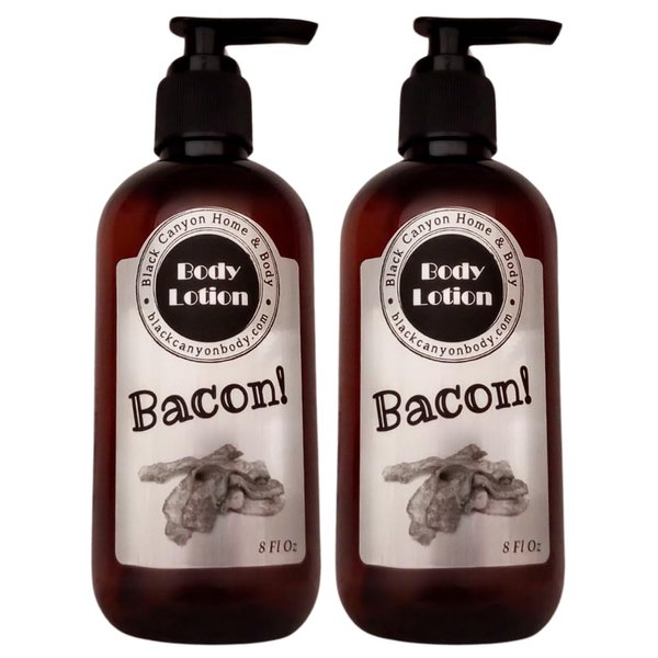 Black Canyon Bacon! Scented Luxury Body Lotion with Lanolin and Jojoba Oil, 8 Oz (2 Pack)