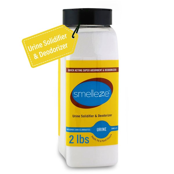 SMELLEZE Urine Super Absorbent, Solidifier & Deodorizer: 2 lb. Granules Rapidly Solidifies Urine & Diarrhea in Pet Loo, Dog Litter Box, Pet Potty Trainer, Portable Urinals/Toilets, Bedpans, etc.