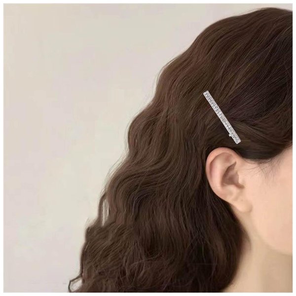 Iaceble Boho Rhinestone Bar Hair Clip Barrette Crystal Rectangular Side Clip Bobby Pin Gold Cz Row Hair Barrettes Shining Weddings Bridal Hairclips Decorative Hair Accessories (Gold)