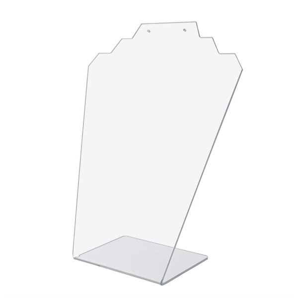 Marketing Holders Jewelry Display Stand 8.5" x 11" Clear Acrylic Slant Back Holds Necklaces Bracelets and One Set of Earrings Use by Accessory Outlets Secondhand Shops Fashion Boutiques Durable