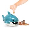 Isaac Jacobs Ceramic Shark Money Bank, Fish Piggy Bank, Ocean or Sea Themed Decoration, Baby Shark, Girls and Boys Room Décor, Kids Cartoon Coin Bank, Fun Gift for Children, Boys (Blue)
